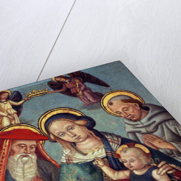 Madonna and Child being crowned by two Angels, with St. Jerome and St. Francis, c.1500 by Italian School