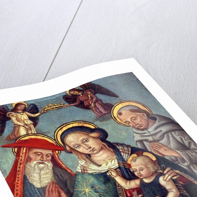 Madonna and Child being crowned by two Angels, with St. Jerome and St. Francis, c.1500 by Italian School