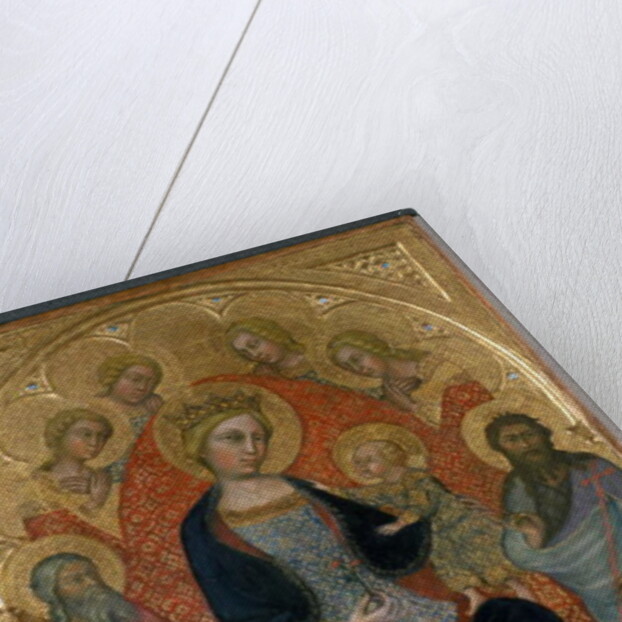 Enthroned Madonna and Child with four angels, two saints and a benefactor, c.1400 by Paolo di Giovanni Fei