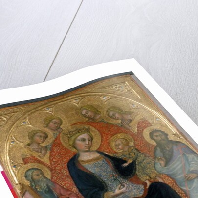 Enthroned Madonna and Child with four angels, two saints and a benefactor, c.1400 by Paolo di Giovanni Fei