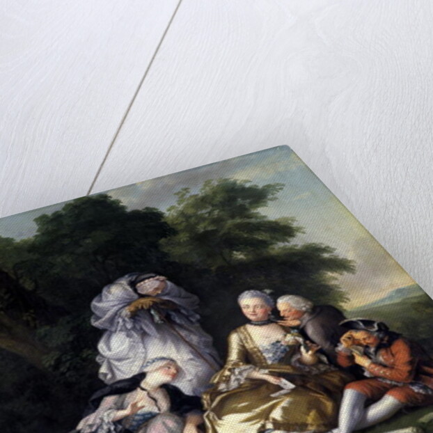 A group of women playing cards by French School