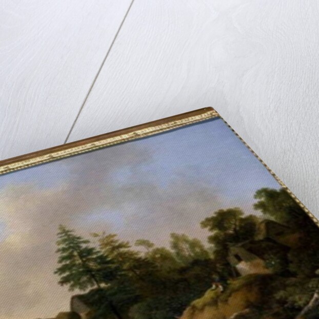 Moutainous landscape with waterfall by Otto Wagner