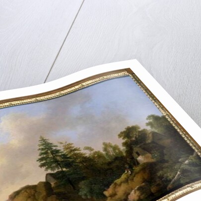 Moutainous landscape with waterfall by Otto Wagner