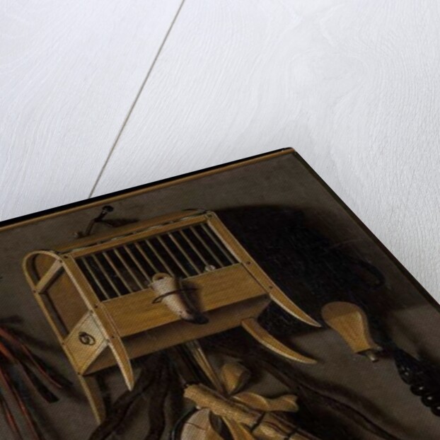 Still life with bird trapping equipment, 1660 by Johannes Leemans