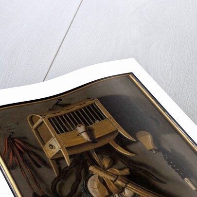 Still life with bird trapping equipment, 1660 by Johannes Leemans