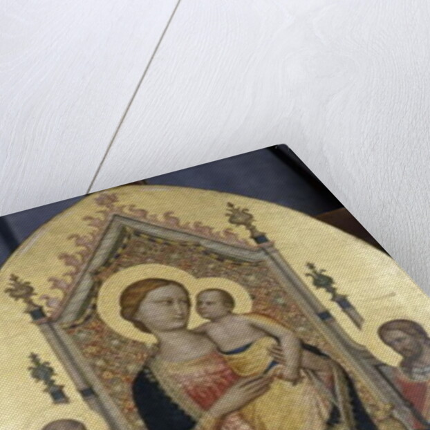 Enthroned Madonna with Child, Saints Anthony and Julian and four angels by Niccolo di Pietro Gerini