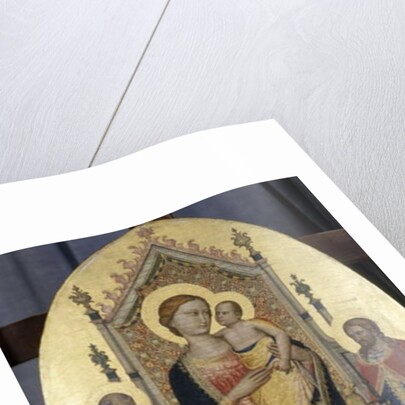 Enthroned Madonna with Child, Saints Anthony and Julian and four angels by Niccolo di Pietro Gerini