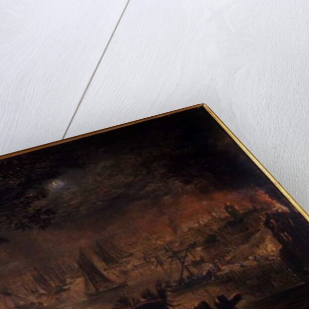 Burning town by the sea by Joos or Josse de The Younger Momper