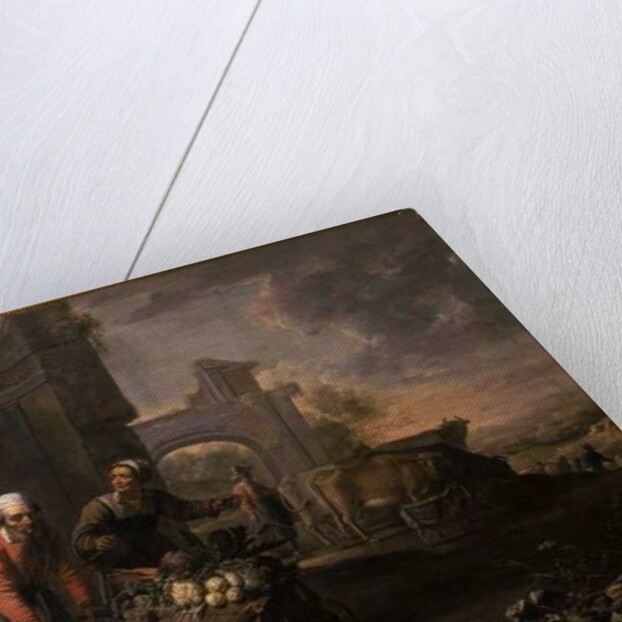 A man with a pushcart full of vegetables by Willem van the Elder Herp