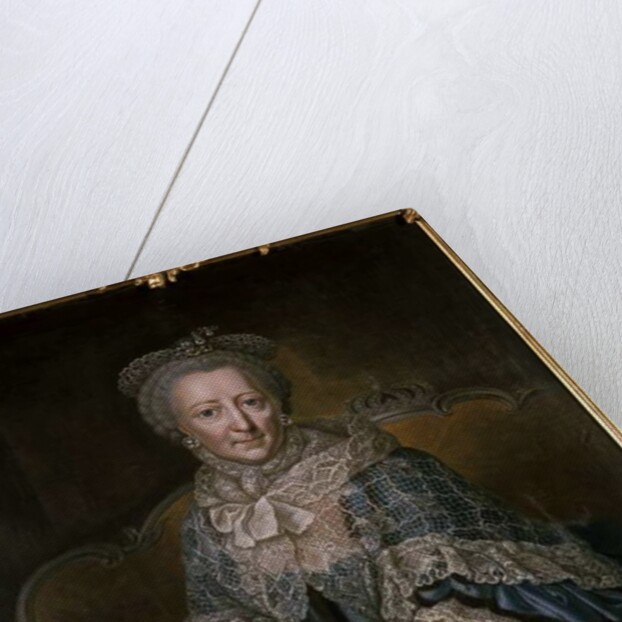 Old woman wearing a lace shawl and muff by German School