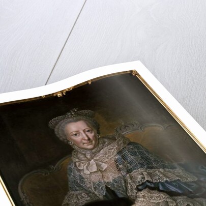 Old woman wearing a lace shawl and muff by German School