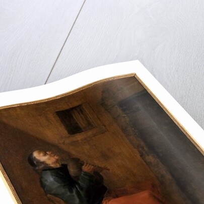 Old bagpipe player by Netherlandish School