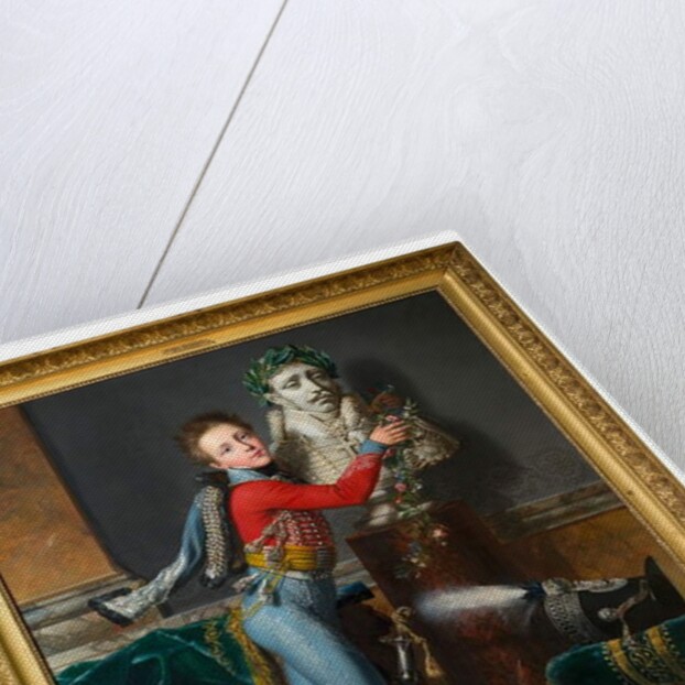 The young Vicomte de Laborde with the bust of his dead father at Wagram by Alexandre-Jean Dubois Drahonet