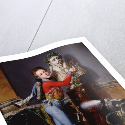 Portrait of Edouard Cesar de Laborde bedecking his father's bust with flowers, 1817 by Alexandre-Jean Dubois Drahonet