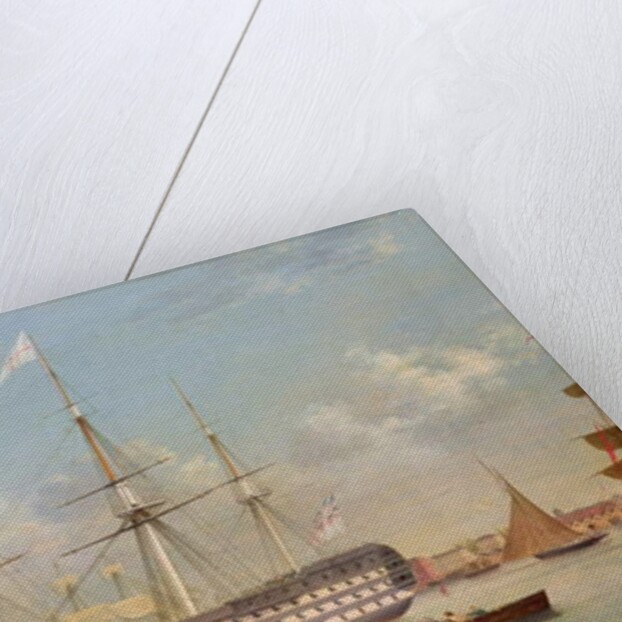 H.M.S. Britannia lying off Plymouth by Thomas Buttersworth