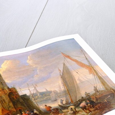 Figures and Boats in a Dutch Port by Pieter Bouts