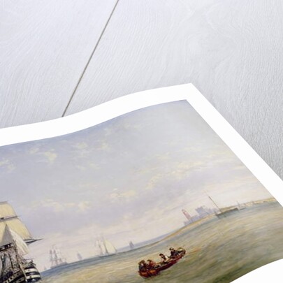 Men-o'-War, Schooners and Royal Navy Yachts in Busy Channel Scene off the Fastnet Light by Claude T. Stanfield Moore