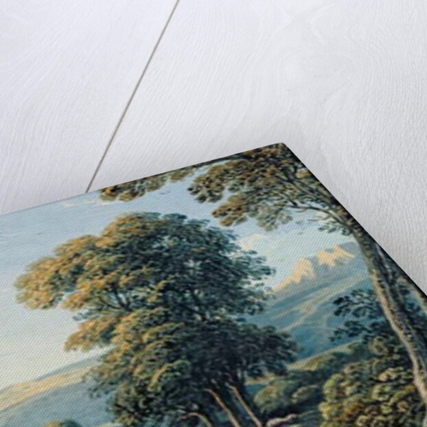 Figures resting on a hillside with a church spire beyond, 1825 by John Varley