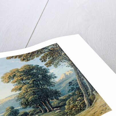 Figures resting on a hillside with a church spire beyond, 1825 by John Varley