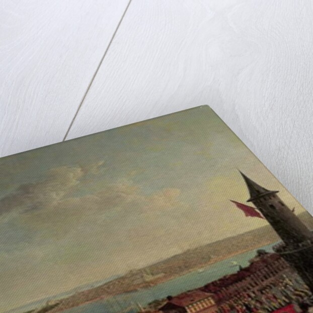 View of Constantinople with a procession of janissaries passing the Galata Tower by Jean Baptiste Vanmour