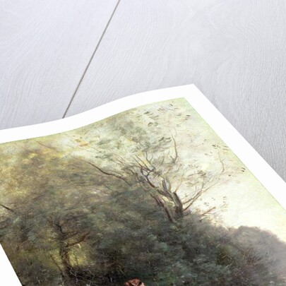 A Peasant Woman Grazing a Cow at the Edge of a Forest, c.1865-70 by Jean Baptiste Camille Corot