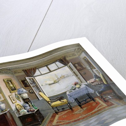 A Venetian home with a view of San Giorgio Maggiore from an open window, c.1900 by Cesare Vianello