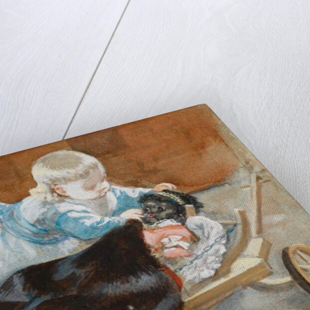 Frederica playing with a black doll, 1878 by Frederick Goodall