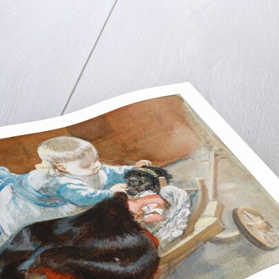 Frederica playing with a black doll, 1878 by Frederick Goodall