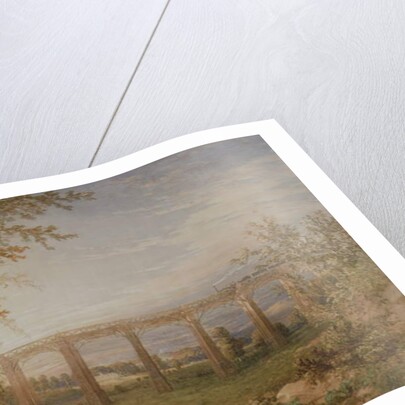 A Brick and Timber Railway Viaduct with Steam Train, 1849 by F. S. Cook