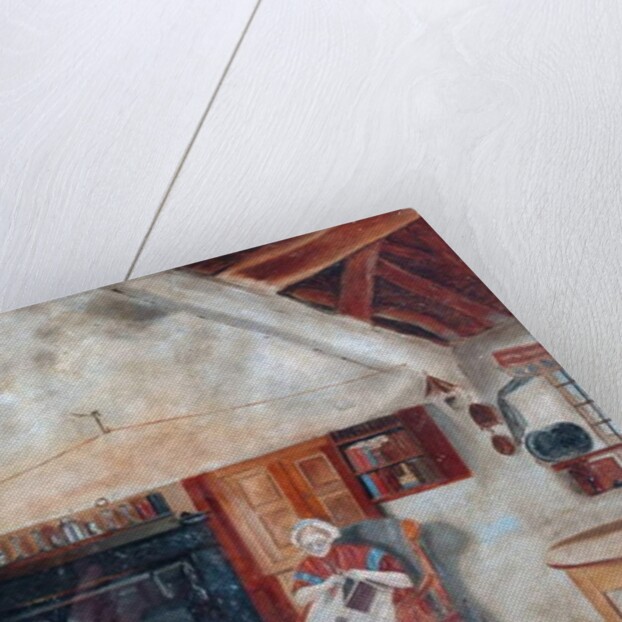Interior of Cruck Cottage, possibly Shipley Glen by English School
