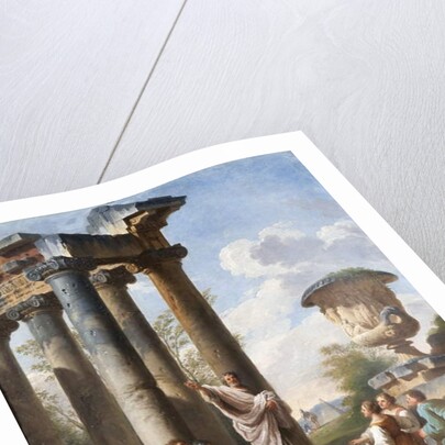 Capriccio with the preaching of a saint, the Medici vase, a ruined temple and the Pyramid of Cestius, c.1745 by Giovanni Paolo Pannini or Panini