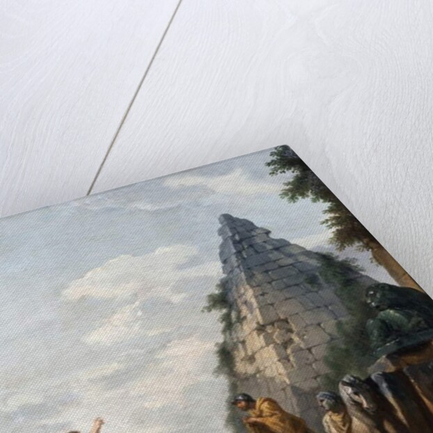 Capriccio with the preaching of St. John the Baptist, the Pyramid of Cestius and other classical monuments, 1745 by Giovanni Paolo Pannini or Panini