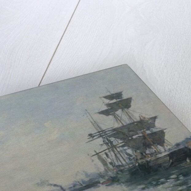 Le Havre, ships in a basin by Eugene Louis Boudin