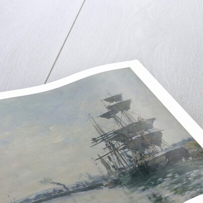 Le Havre, ships in a basin by Eugene Louis Boudin