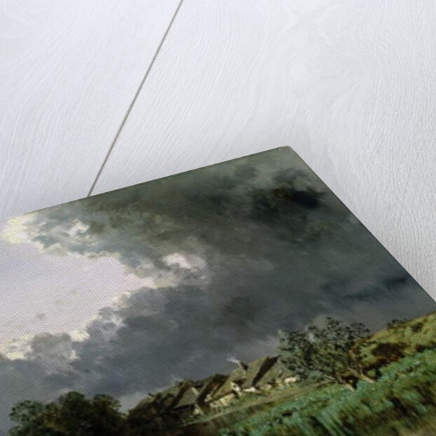 Hamlet at the edge of a pond, 1849 by Eugene Ciceri