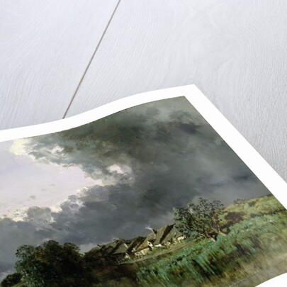 Hamlet at the edge of a pond, 1849 by Eugene Ciceri