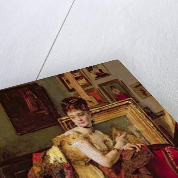 Woman with an Indian shawl in a studio by Alfred Emile Stevens