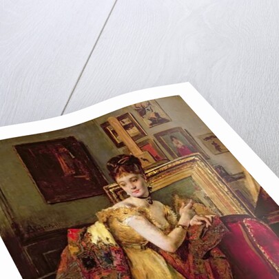 Woman with an Indian shawl in a studio by Alfred Emile Stevens