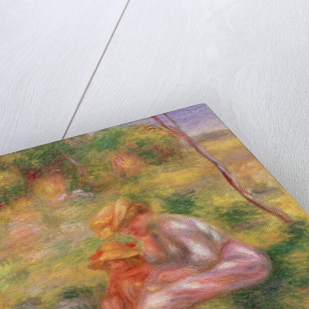 Woman and Child sitting in a Field, c.1898 by Pierre Auguste Renoir