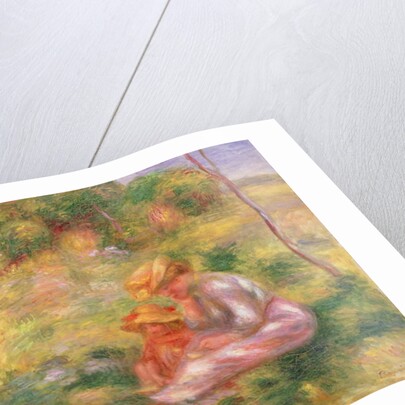 Woman and Child sitting in a Field, c.1898 by Pierre Auguste Renoir