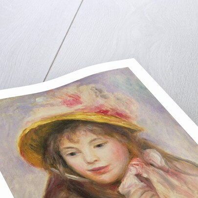 Girl with Pink Bonnet, c.1890 by Pierre Auguste Renoir
