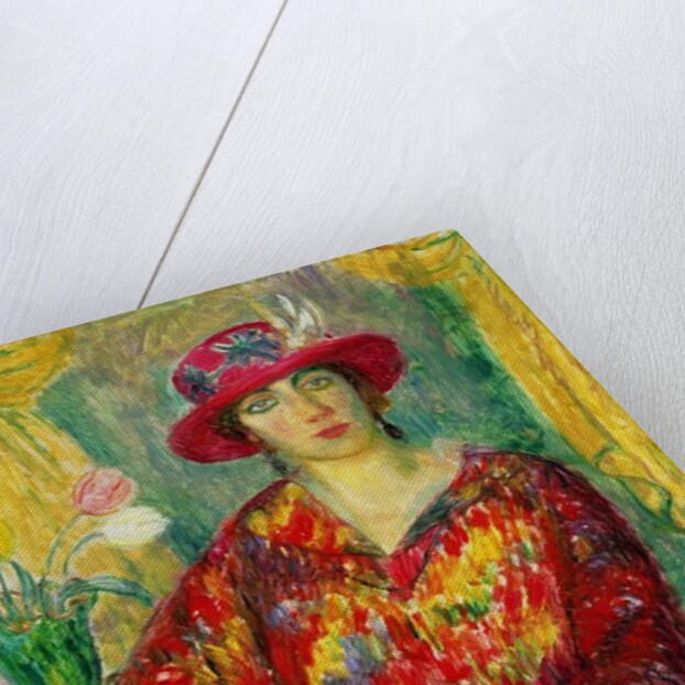 Girl in a Red Dress and Hat by William James Glackens