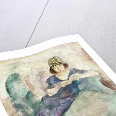 Girl in Blue Reading on a Sofa, 1926-27 by Jules Pascin