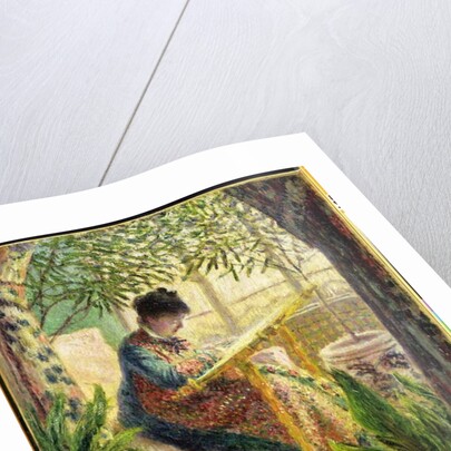 Madame Monet Embroidering 1875 by Claude Monet