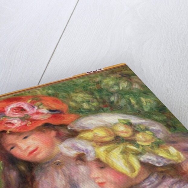 Heads of Two Girls with Hats, c.1910 by Pierre Auguste Renoir