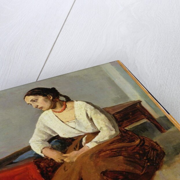 Seated Woman in Brown Skirt by Jean Baptiste Camille Corot