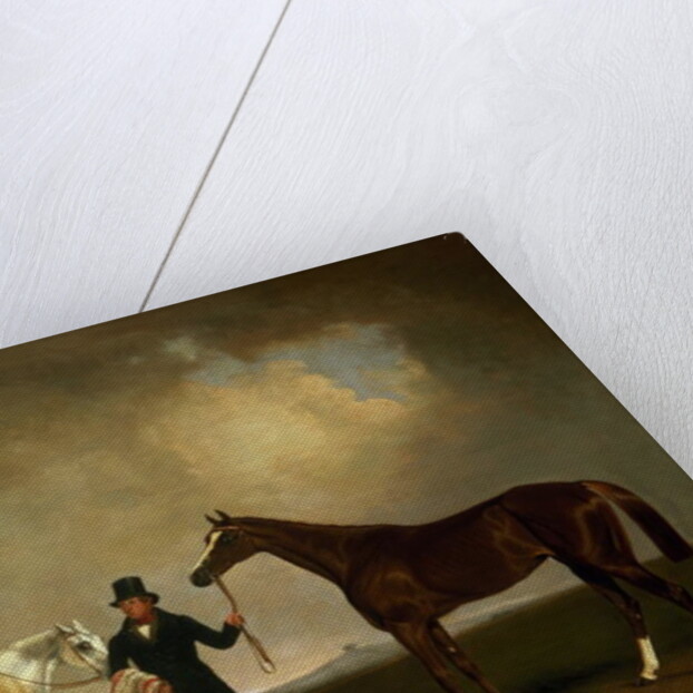 Mr Sadler's 'Decisive' held by his Trainer with the jockey John Day Jnr., Stockbridge Racecourse, 1843 by George Cole