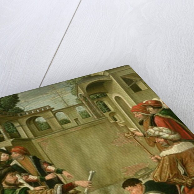 Emperor Julian the Apostate burning the bones of St. John the Baptist by Master of the St. Johns Retable