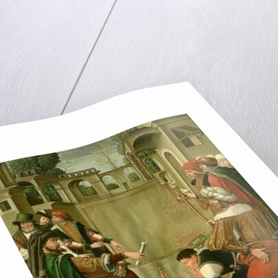 Emperor Julian the Apostate burning the bones of St. John the Baptist by Master of the St. Johns Retable