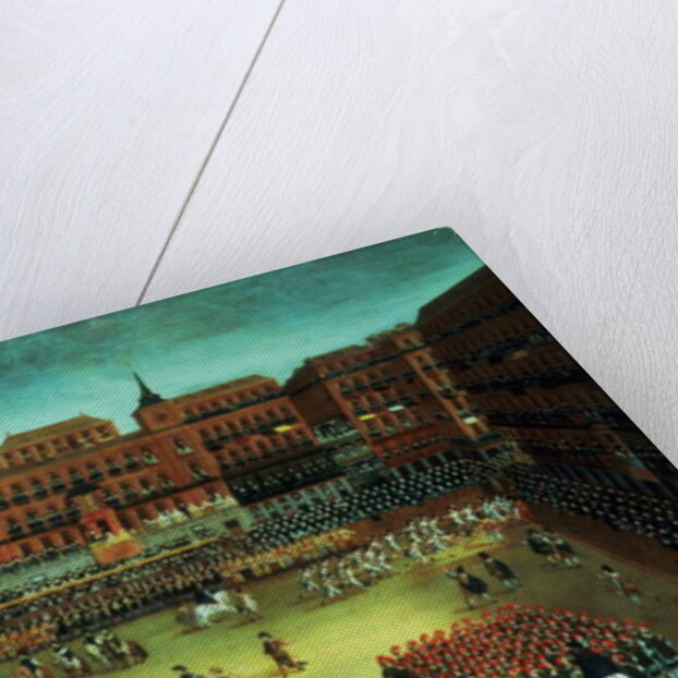 Panorama of a fiesta in the Plaza Mayor in Madrid by Spanish School